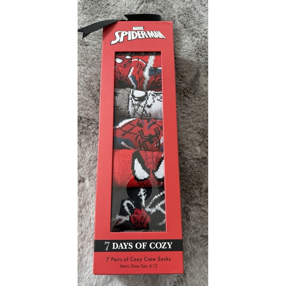 Marvel Spiderman socks set‎ of 7pair days of cozy men's size 6-12 new